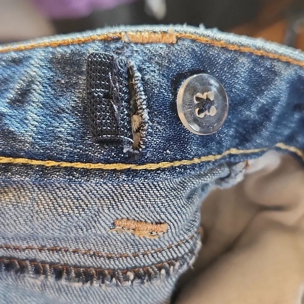 Girls 8 Distressed Wiskered Raw Hem Jean Skirt Size Adjusters